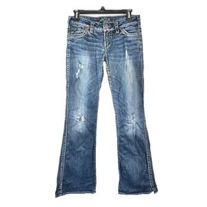 Silver Jeans Womens Size 26 X 31 Frances Bootcut Distressed Stretch Denim Jeans